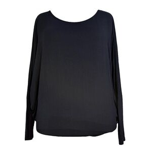 Lock & Love XL Black Flowy Draped Long Sleeve Batwing Dolman Top